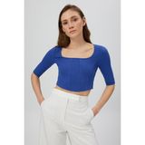 Babokah Korse Crop T-Shırt - Mavi