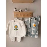 Babudi Bebek 3’lü Takım – Nakış Detaylı Sweatshirt, Eşofman Altı ve Peluş Yelek - 18 Ay - Su Yeşili