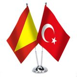 Babür İmparatorluğu -Türkiye -İkili Saten Masa Bayrağı