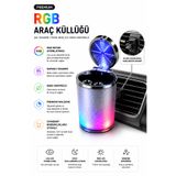 BabuShop RGB Işıklı Kokusuz Araç İçi Küllük Kapaklı Izgaraya Uyumlu Premium