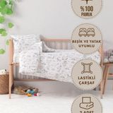 Baby 100 Pamuk Happy Bebek Nevresim Takimi - Beyaz