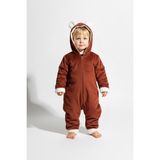 Baby Animals Kız Erkek Unisex Mevsimlik Çift Kat Kadife Ultrasoft Şapkalı Bebek Çocuk Uyku Tulumu Astronot Tulum - Koyu Kırmızı - 3 - 6 Ay