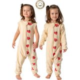 Baby Animals Kız Erkek Unisex Mevsimlik Kolları Çıkan Çift Kat Organik %100 Doğal Pamuk Bebek Çocuk Uyku Tulumu - Kırmızı - 1 - 2 Yaş