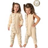 Baby Animals Kız Erkek Unisex Mevsimlik Kolları Çıkan Çift Kat Organik %100 Doğal Pamuk Bebek Çocuk Uyku Tulumu - Mavi - 1 - 2 Yaş