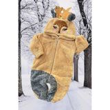 Baby Animals Welsoft Peluş Fermuarlı Kışlık Unisex Kız Erkek Bebek Uyku Tulumu Bebek Tulumu Çocuk Tulumu - Kahverengi - 6 - 12 Ay