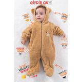 Baby Animals Welsoft Peluş Fermuarlı Kışlık Unisex Kız Erkek Bebek Uyku Tulumu Bebek Tulumu Çocuk Tulumu