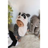 Baby Animals Welsoft Peluş Unisex Fermuarlı Kışlık Bebek Uyku Tulumu Bebek Tulumu Çocuk Tulumu Çocuk Kostümü - Siyah - 0 - 6 Ay