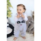 Baby Animals Welsoft Peluş Unisex Fermuarlı Kışlık Bebek Uyku Tulumu Bebek Tulumu Çocuk Tulumu Çocuk Kostümü Tlmslp - Gri - 0 - 6 Ay