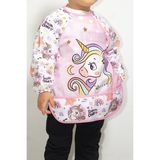 Baby Bakkal Unicorn Temalı Giyilebilir Su Geçirmez Mama Önlüğü (6-24) Ay - 0 - 2 Yaş - Pembe