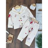 Baby Biscoi Ayıcık Baskılı Unisex Bebek Pijama Takımı - Bej - 12 - 18 Ay