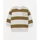Baby Bisiklet Yaka Uzun Kollu Çizgili Erkek Bebek Sweatshirt - Gri - 4 - 5 Yaş