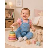 Baby Buu Çiçek Nakışlı Kot Salopet 2’li Bebek Takım - Pembe - 9 - 12 Ay