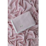 Baby Cais Collection Örgü Desen Bebek Pikesi Organik Pamuk Bebek Battaniyesi Soft Pembe 100x120 Cm