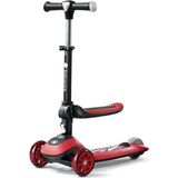 Baby Care Manuel Scooter 3 Tekerlekli, Katlanabilir Koltuklu, Kırmızı, 100 kg Taşıma Kapasiteli