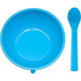 Baby Chef's by ZN %100 Premıum Silikon 2'li Kase Kaşık Mama Seti Vakum Sistemli - Mavi