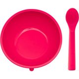 Baby Chef's by ZN %100 Premıum Silikon 2'li Kase Kaşık Mama Seti Vakum Sistemli - Pembe