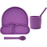 Baby Chef's by ZN %100 Premıum Silikon 4'lü Mama Seti Vakum Sistemli - Mor