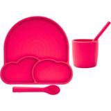 Baby Chef's by ZN %100 Premıum Silikon 4'lü Mama Seti Vakum Sistemli - Pembe