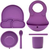 Baby Chef's by ZN %100 Premıum Silikon 6'lı Mama Seti Vakum Sistemli - Mor