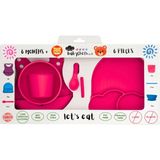 Baby Chef's by ZN %100 Premıum Silikon 6'lı Mama Seti Vakum Sistemli - Pembe