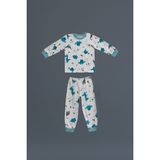 Baby Class Erkek Çocuk Pamuklu Uzun Kollu Pijama Takımı Dinazor 3-4 Yaş - 3 - 4 Yaş - Beyaz