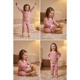 Baby Class Kız Çocuk %100 Pamuklu Uzun Kollu Pijama Takımı Line 5-6 Yaş - Pembe - 5 - 6 Yaş