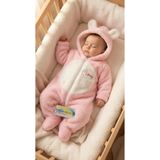 Baby Clime 0–12 Ay İsimli Bebek Tulumu – Peluş Ayıcık Kapüşonlu Ayaklı Tulum