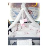 Baby Clime 70x110 Nakışlı Bebek Uyku Seti Isimli - Lüks Cibinlik Ve Aparat - Çiçek Fiyonk Motifli USN-70110-LCİB-1.