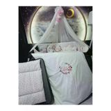 Baby Clime USN-70110-LCİB-2. 70X110 Isim Nakışlı Bebek Uyku Seti - Lüks Cibinlik Ve Aparat Dahil - Çiçek Nakış Motifi