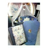 Baby Clime USN-70120-LCİB-1. 70X120 Nakışlı Bebek Uyku Seti Isimli - Lüks Cibinlik Ve Aparat - Ayda Oturan Ayıcık Motifli