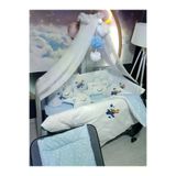 Baby Clime USN-70120-LCİB-1. 70X120 Nakışlı Bebek Uyku Seti Isimli - Lüks Cibinlik Ve Aparat - Çocuk Pilot Ve Uçak Motifli