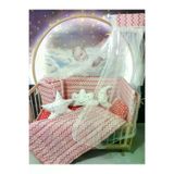 Baby Clime USR-60120-CİB-1. 60X120 Bebek Uyku Seti - Cibinlik Ve Aparat - Kırmızı Ince Zigzag Yıldız Desen
