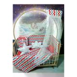 Baby Clime USR-60120-CİB-1. 60X120 Bebek Uyku Seti - Cibinlik Ve Aparat - Kırmızı Zigzag Yıldız Desen