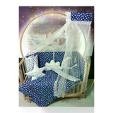 Baby Clime USR-60120-CİB-1. 60X120 Bebek Uyku Seti - Cibinlik Ve Aparat - Lacivert Yıldız Desen