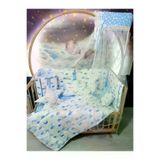 Baby Clime USR-60120-CİB-1. 60X120 Bebek Uyku Seti - Cibinlik Ve Aparat - Mavi Ay Yıldız Desen