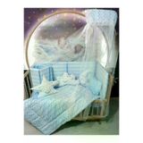 Baby Clime USR-60120-CİB-1. 60X120 Bebek Uyku Seti - Cibinlik Ve Aparat - Mavi Ince Zigzag Desen