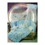 Baby Clime USR-60120-CİB-1. 60X120 Bebek Uyku Seti - Cibinlik Ve Aparat - Mavi Zemin Ay Yıldız Desen