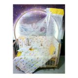 Baby Clime USR-60120-CİB-1. 60X120 Bebek Uyku Seti - Cibinlik Ve Aparat - Sarı Ay Puantiye Desen