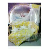 Baby Clime USR-60120-CİB-1. 60X120 Bebek Uyku Seti - Cibinlik Ve Aparat - Sarı Bulut Yıldız Desen