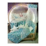Baby Clime USR-60120-CİB-1. 60X120 Bebek Uyku Seti - Cibinlik Ve Aparat - Yeşil Çiçek Yıldız Desen