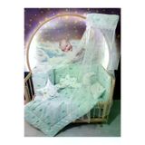 Baby Clime USR-60120-CİB-1. 60X120 Bebek Uyku Seti - Cibinlik Ve Aparat - Yeşil Zemin Ay Yıldız Desen