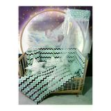 Baby Clime USR-60120-CİB-1. 60X120 Bebek Uyku Seti - Cibinlik Ve Aparat - Yeşil Zigzag Yıldız Desen