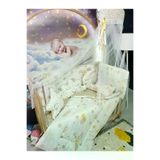 Baby Clime USR-60120-CİB-2. 60X120 Bebek Uyku Seti - Cibinlik Ve Aparatı Dahil - Ay Bulut Yıldız Süs Yastıklı