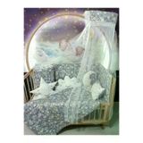 Baby Clime USR-70130-CİB-1. 70X130 Bebek Uyku Seti - Cibinlik Ve Aparat - Gri Çiçek Yıldız Desen