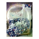 Baby Clime USR-70130-CİB-1. 70X130 Bebek Uyku Seti - Cibinlik Ve Aparat - Lacivert Bulut Yıldız Desen