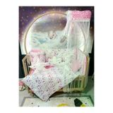 Baby Clime USR-70130-CİB-1. 70X130 Bebek Uyku Seti - Cibinlik Ve Aparat - Pembe Kelebek Desen