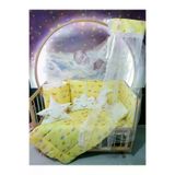 Baby Clime USR-70130-CİB-1. 70X130 Bebek Uyku Seti - Cibinlik Ve Aparat - Sarı Zemin Ay Yıldız Desen