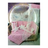 Baby Clime USR-70130-CİB-1. 70X130 Bebek Uyku Seti - Cibinlik Ve Aparatı - Pembe Yıldız Desen