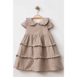Baby Corner Bebe Yaka Fırfırlı Kız Bebek Elbise - 12 Ay - Kahverengi