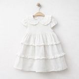 Baby Corner Bebe Yaka Fırfırlı Kız Bebek Elbise - 6 Ay - Beyaz